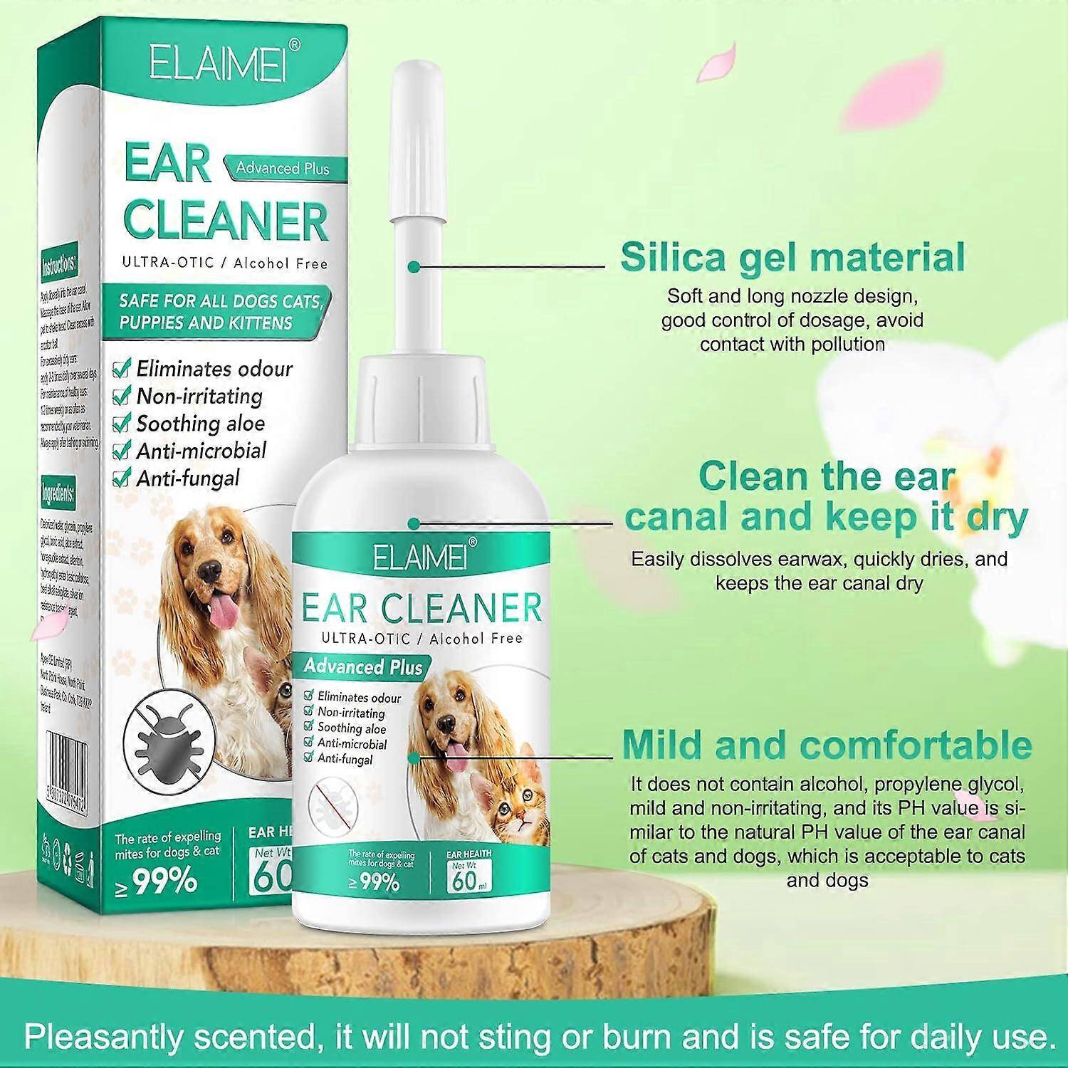 محلول تمیزکننده گوش حیوانات ELAIMEI مدل Ultra-Otic Advanced Plus